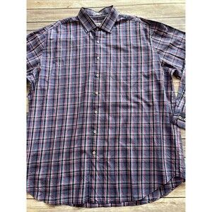 PETER MILLAR Men's 2XL Button Down Dress Shirt Multi-Color Plaid Blue Pink